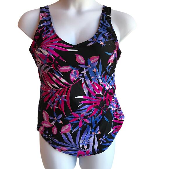 Swimsuits for All Tropical Print One Piece with Side Ruching size 16 - Picture 1 of 12